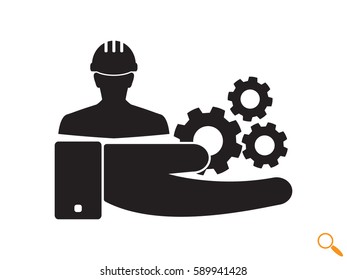 builder man in a helmet, icon, vector illustration eps10
