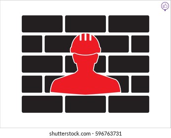 builder man in a helmet, icon, vector illustration eps10