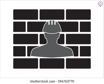 builder man in a helmet, icon, vector illustration eps10