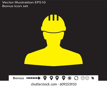 builder man in a helmet, icon, vector illustration eps10
