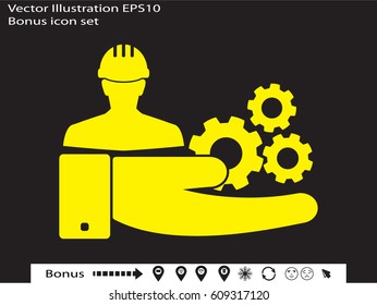 builder man in a helmet, icon, vector illustration eps10