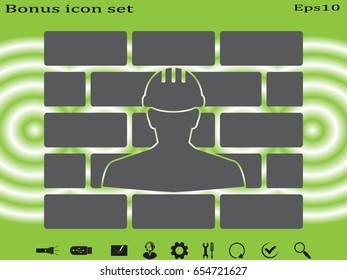 builder man in a helmet, icon, vector illustration eps10