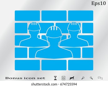 builder man in a helmet, icon, vector illustration eps10