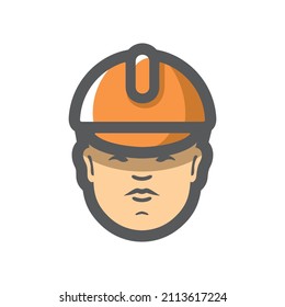 Hombre creador en un casco Icono Vector ilustración de dibujos animados.