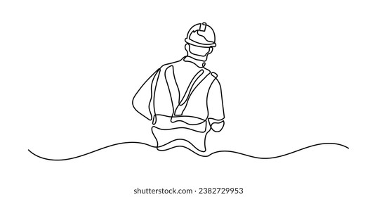 Builder Man Oneline Continuous Single Line Art Editable Line