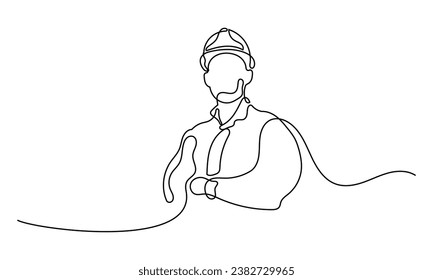 Builder Man Oneline Continuous Single Line Art Editable Line