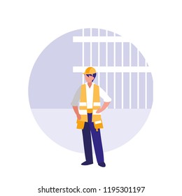 builder man with reflective vest avatar character