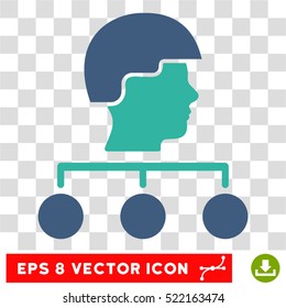 Builder Management Links EPS vector pictograph. Illustration style is flat iconic bicolor cobalt and cyan symbol on white background.