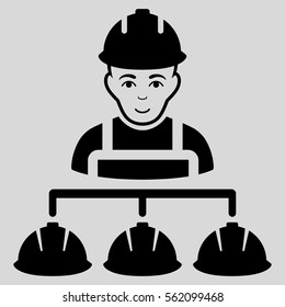 Builder Management vector icon. Flat black symbol. Pictogram is isolated on a light gray background. Designed for web and software interfaces.