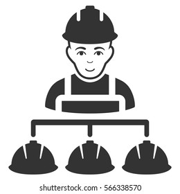 Builder Management vector icon. Flat gray symbol. Pictogram is isolated on a white background. Designed for web and software interfaces.