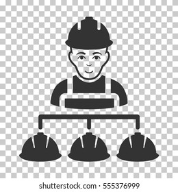 Builder Management vector icon. Illustration style is flat iconic gray symbol on a chess transparent background.