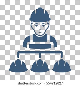 Builder Management vector pictogram. Illustration style is flat iconic blue symbol on a chess transparent background.