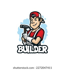 Builder mascot logo design vector with modern illustration concept style for badge, emblem and t shirt printing. Smart builder illustration.