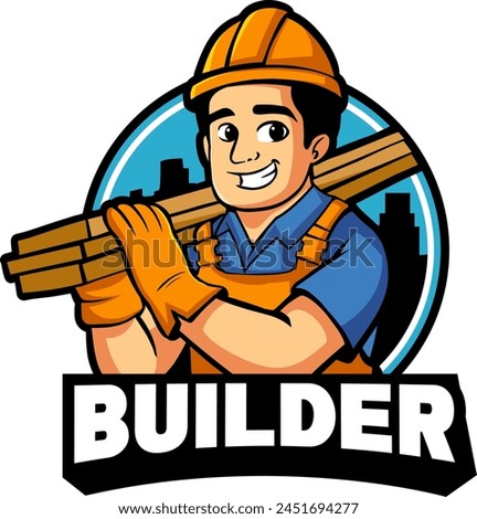 Builder mascot logo vector illustration