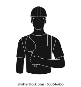 Builder mason.Professions single icon in black style vector symbol stock illustration web.