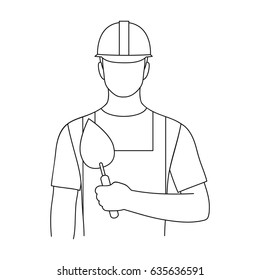 Builder mason.Professions single icon in outline style vector symbol stock illustration web.