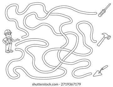Construtor labirinto gráfico preto branco esboço ilustração vetor