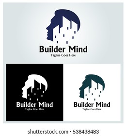 Builder mind logo design template ,Real estate logo design concept ,Vector illustration