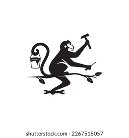 builder monkey logo vector template