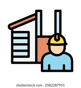 Builder outline color icon. use for modern concept, print, UI, UX kit, web and app development. Vector EPS 10, related to industrial, business, finance, investment.