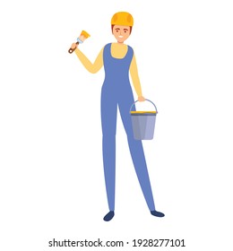 Builder paint bucket icon. Cartoon of builder paint bucket vector icon for web design isolated on white background