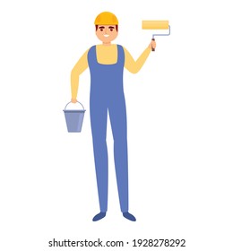 Builder paint roll icon. Cartoon of builder paint roll vector icon for web design isolated on white background