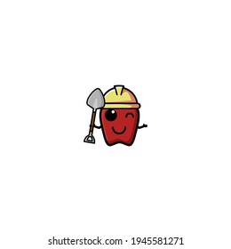 Builder Paprika Cartoon Character Vector Illustration Design. Outline, Cute, Funny Style. Recomended For Children Book, Cover Book, And Other.