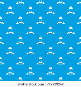 Builder pattern repeat seamless in blue color for any design. Vector geometric illustration