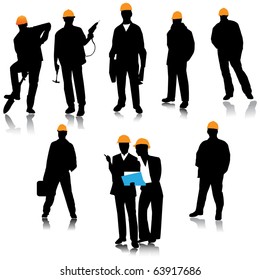 Builder people silhouette.Vector