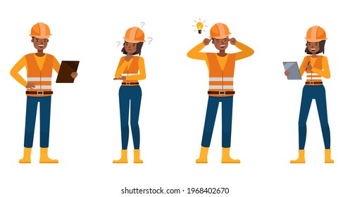 Builder people working character vector design. Presentation in various action with emotions.