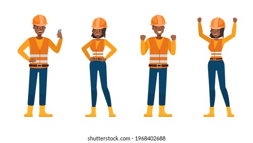 Builder people working character vector design. Presentation in various action with emotions.