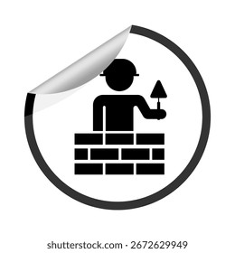Symbol für Builder-Person. Bauarbeitersymbol. Schwarzes Maureremblem Vektor. Handyman-Berufszeichen. EPS 10.