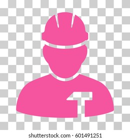 Builder Person icon. Vector illustration style is flat iconic symbol, pink color, transparent background. Designed for web and software interfaces.