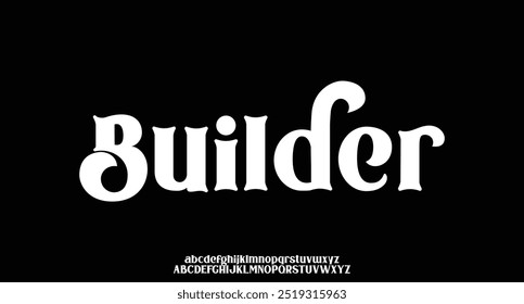 Builder premium luxury elegant alphabet letters and numbers. Elegant wedding typography classic serif font decorative vintage retro. Creative vector illustration