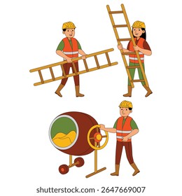 Builder Profesion Character Vector Illustration