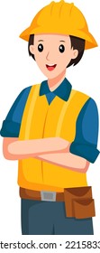Builder Profession Character Design Illustration