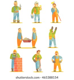 Builder Professionals At Construction Site Set