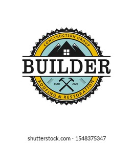 Builder Real Estate Logo Roofing Restoration Stock Vector (Royalty Free ...