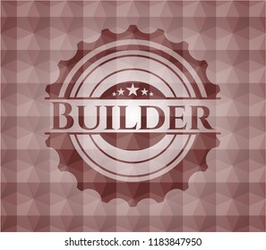 Builder red seamless polygonal badge.