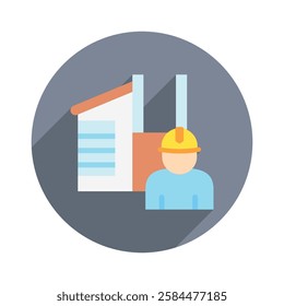 Builder rounded flat color icon, mini, small illustration. use for modern concept, print, UI, UX kit, web and app development. Vector EPS 10, related to industrial, business, finance, investment.