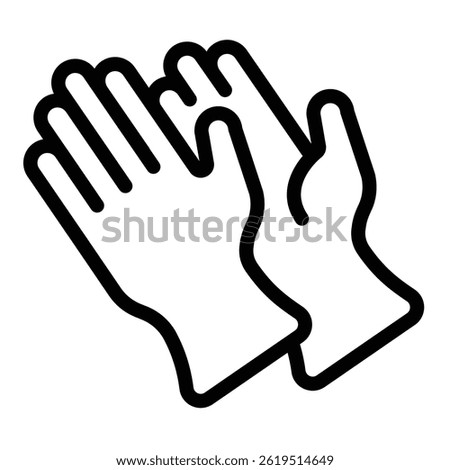 Builder rubber gloves line icon, making road concept. Vector graphics. Rubber gloves pair, construction sign on white background, style mobile or design