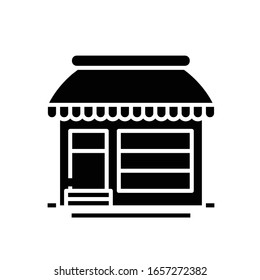 Builder shop black icon, concept illustration, vector flat symbol, glyph sign.