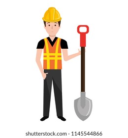 builder with shovel character