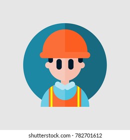 Builder simple flat character portrait