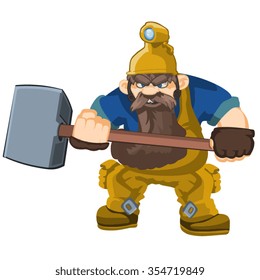 builder or smasher dwarf fantasy character in cartoon style