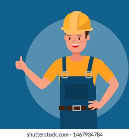 Builder smile Thumb Up Like character vector design