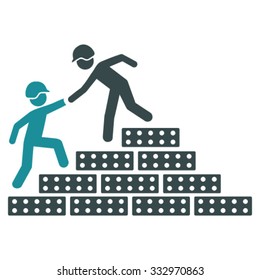 Builder Stairs Help vector icon. Style is bicolor flat symbol, soft blue colors, rounded angles, white background.