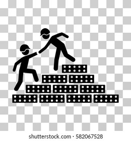 Builder Stairs Help vector pictogram. Illustration style is flat iconic black symbol on a transparent background.