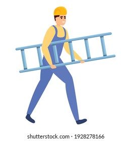 Builder take ladder icon. Cartoon of builder take ladder vector icon for web design isolated on white background
