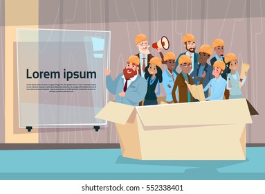Builder Team Architect Mix Race Workers Human Resources Flat Vector Illustration
